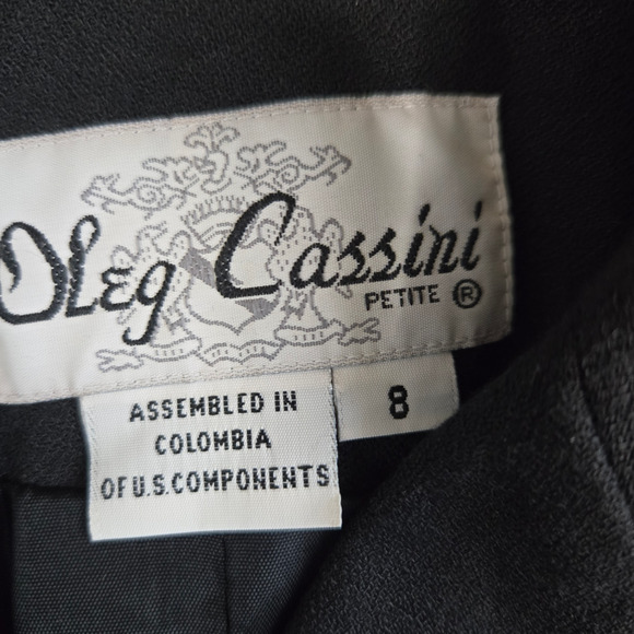 80s Vintage Black Double Breasted Deadstock Oleg Cassini Cropped Blazer Size 8 - Picture 7 of 11